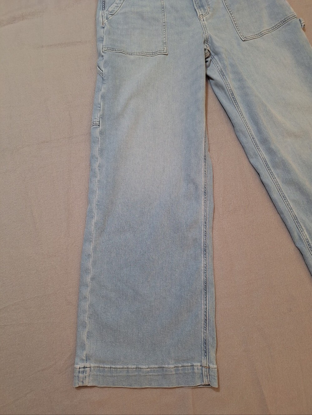 American Eagle Light Wash Super High Rise Baggy Wide Leg Jeans Wms 12 Regular - Picture 2 of 16